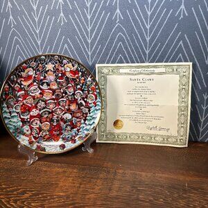Bill Bell Santa Claws Collectors Plate Porcelain 24k Rim COA and Box